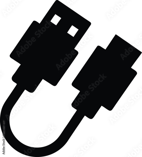 hdmi cable silhouette vector illustration on transparent background