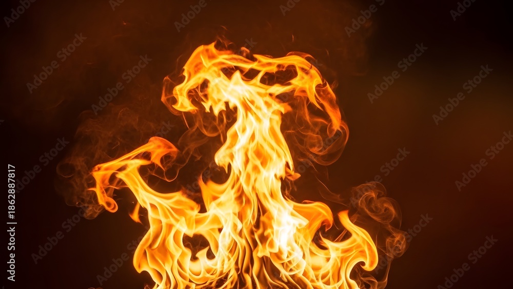 Fototapeta premium Abstract Burning Fire Flame with Dramatic Glow on Dark Background