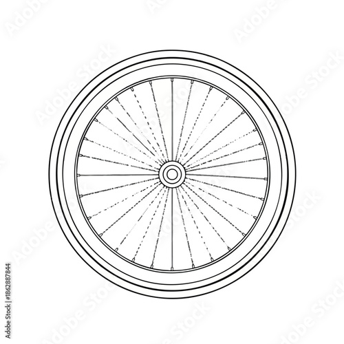 Simple bicycle wheel illustration showing spokes and rim design in black line art.