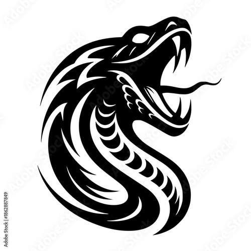 Silhouette of a screaming ferocious snake