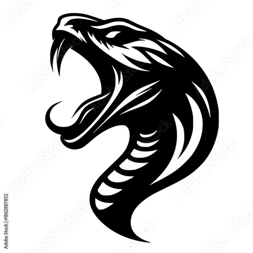Silhouette of a screaming ferocious snake