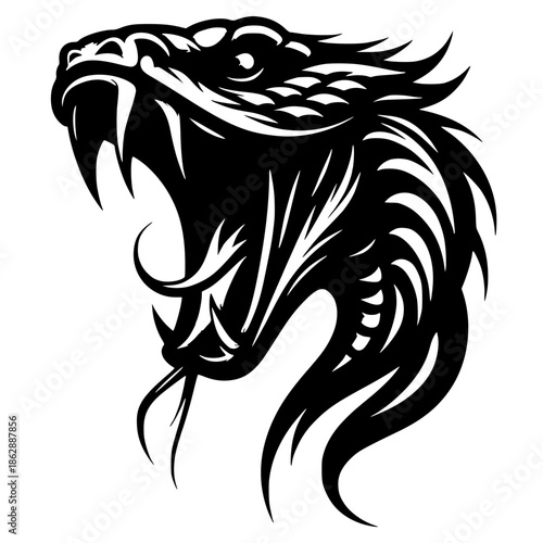 Silhouette of a screaming ferocious snake
