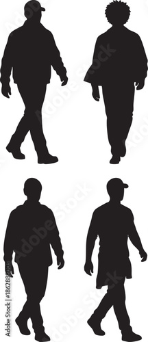  Walking Men Silhouettes – Casual Male Figures Vector Set for Architecture & Urban Design