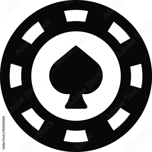 poker chip silhouette vector illustration on transparent background