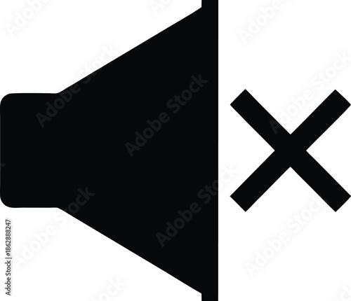 speaker mute silhouette vector illustration on transparent background