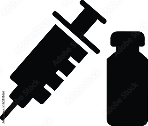syringe silhouette vector illustration on transparent background
