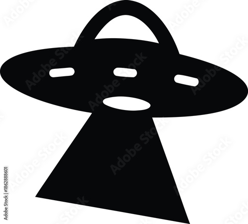 ufo silhouette vector illustration on transparent background