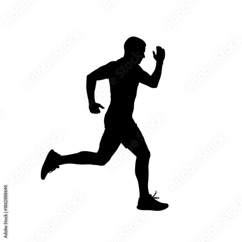 Silhouette of a Man Running Fast in Athletic Gear.
