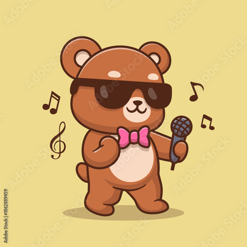 Cute Bear Singing Cartoon