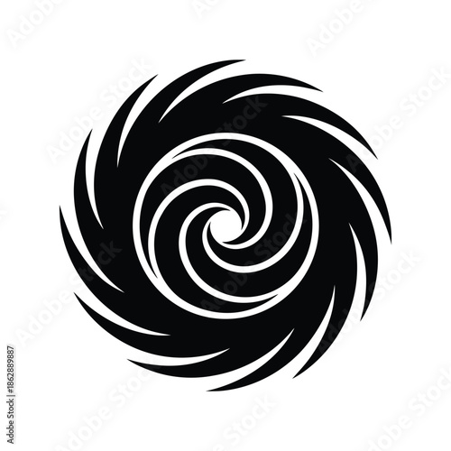 Ocean current swirl black silhouette vector, Nature and ocean themed design, Ocean scene design.
