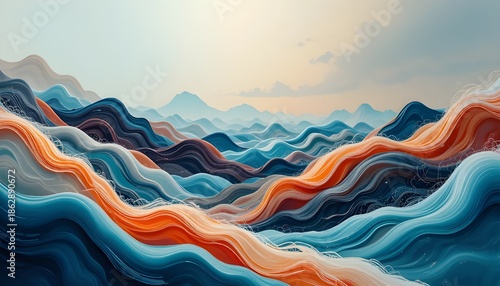Panoramic Header Wallpaper with Abstract Organic Lines, Flowing Shapes, Modern Minimalist Design, Elegant Visual Texture