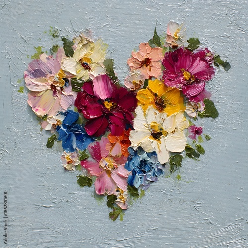 Wallpaper Mural Floral heart arrangement oil painting texture clean background Torontodigital.ca