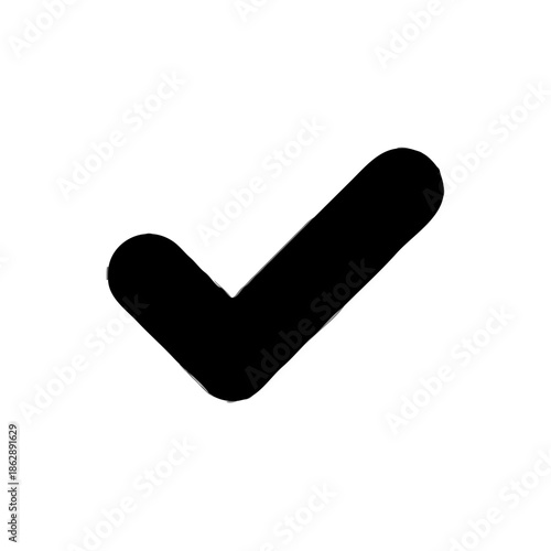 Black check mark symbol on white background  