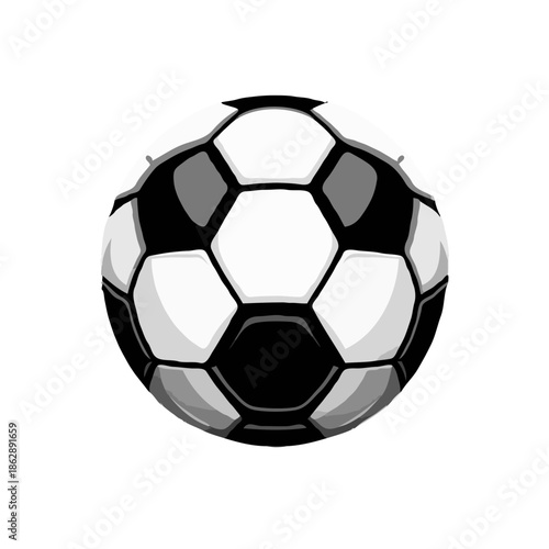 Classic black and white soccer ball on white background  
