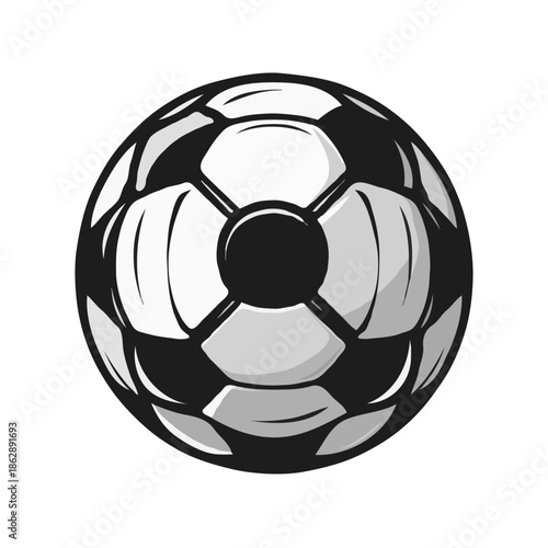 Classic black and white soccer ball in a minimalist style  