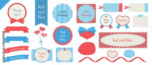 Red and Blue Cute Frame Set