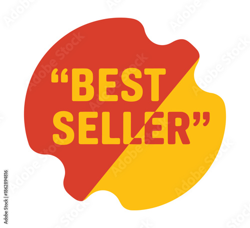 Round award badge boldly declares best seller status in red and yellow.