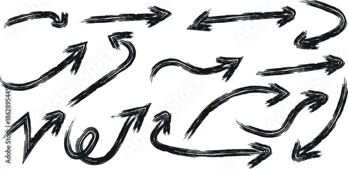 A collection of hand drawn arrows pointing in various directions