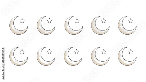 Celestial Display: A pattern of moons and stars, evoking a sense of tranquility. The arrangement suggests the night sky, creating a calm and serene atmosphere. 