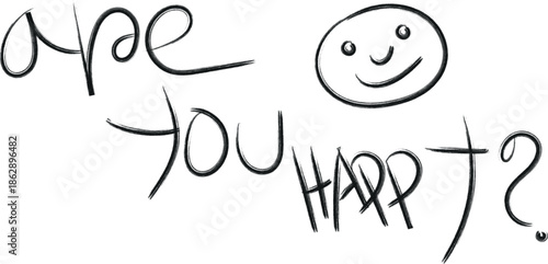 Handwritten message with smiley face inquiring about happiness
