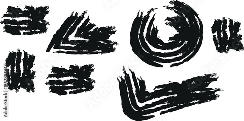 Abstract brush stroke patterns in black and white