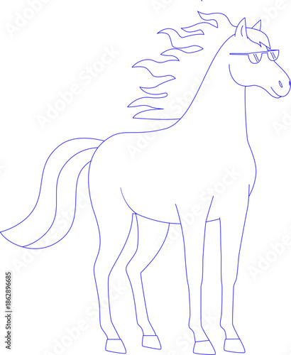 Cool Standing Horse Character Outline for Coloring