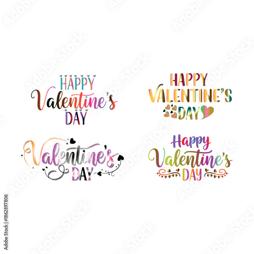 Valentine's Day colorful typography designs for love and romance