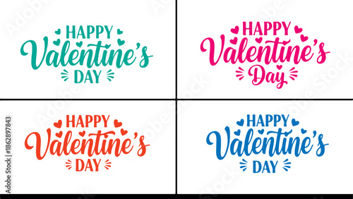 Happy Valentine's Day cute typography and heart designs