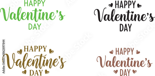 Colorful Happy Valentine's Day typography designs