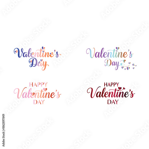 Vibrant Happy Valentine's Day colorful typography designs