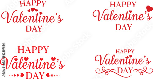 Valentine's Day greeting cards with colorful typography