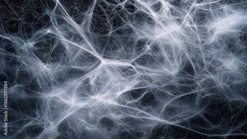 Dense cobweb texture with misty strands. Halloween spooky background concept.