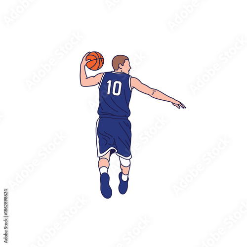Basketball player shooting a ball illustration.