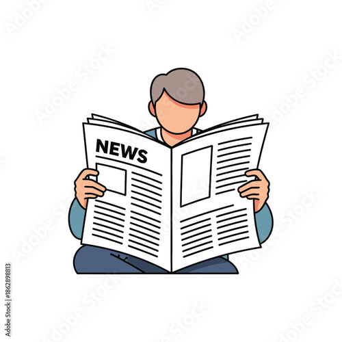 Man reading newspaper.