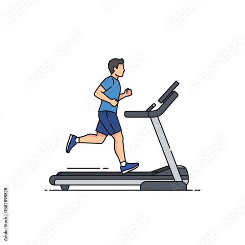 Man running on a treadmill for exercise.