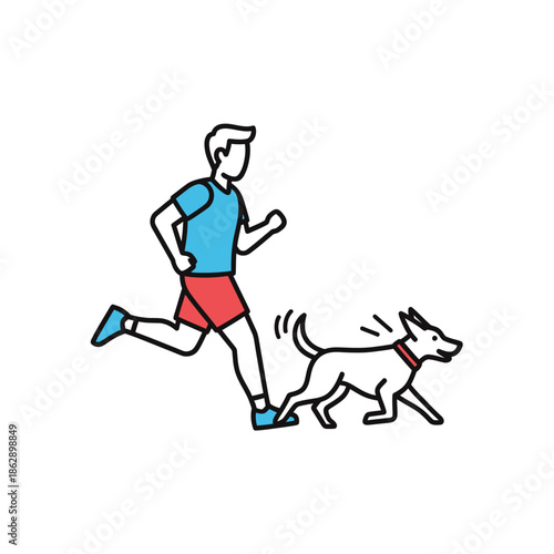 Man Running With Dog.