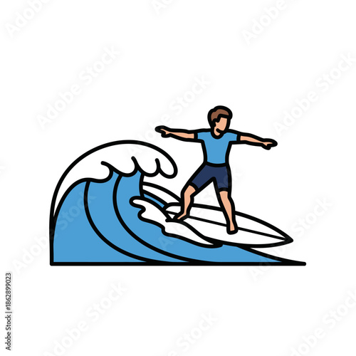 Surfer Riding a Wave with Style and Grace.