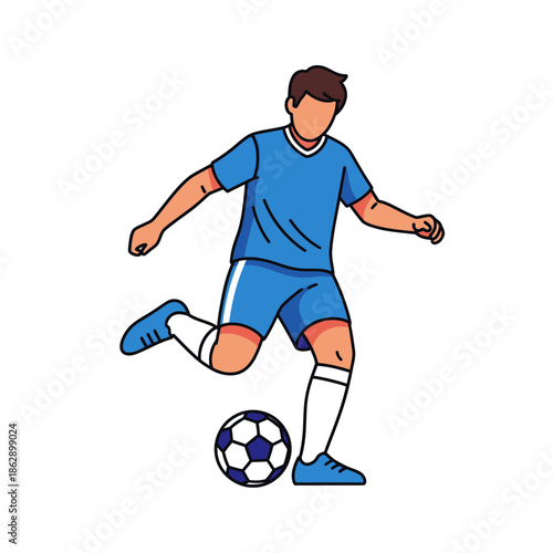 Soccer Player Kicking Ball.