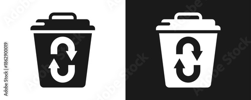 Zero Waste Icon Set Glyph In White And Black Background