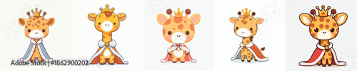 cute giraffe vector in royal costume