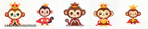 cute monkey vector in royal costume