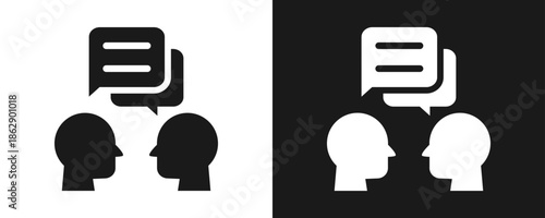 Dialog Icon Set Glyph In White And Black Background