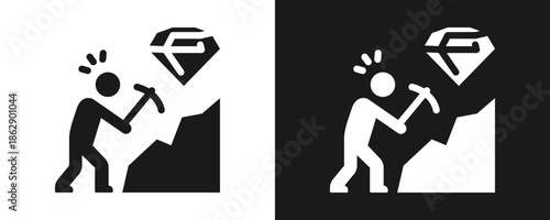 Hardwork Icon Set Glyph In White And Black Background
