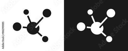 Connection Icon Set Glyph In White And Black Background