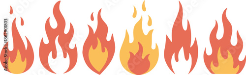 flame symbol collection silhouette and outline vector pack