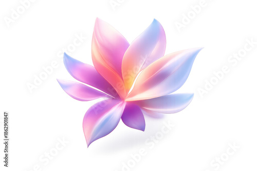 Stylized pink, blue, and yellow lotus on a transparent background image
