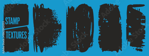 stamp texture collection five high contrast black vector elements