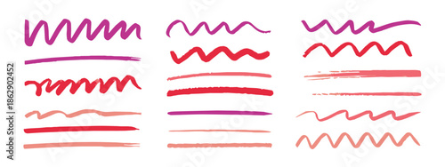 brush stroke vector set pink red coral watercolor textures grid