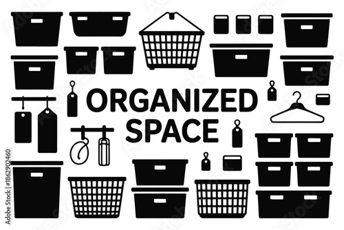 Storage containers and organizational accessories surround the centralized.