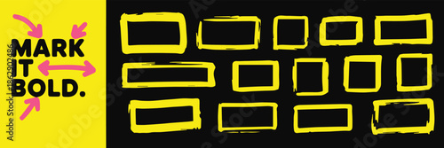 highlighter marker hand drawn highlight frames set for design